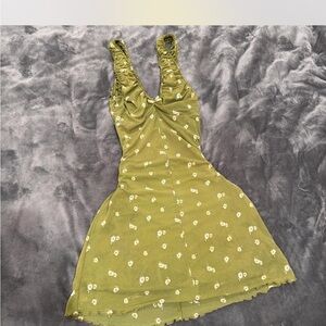 Green Floral Sleeveless Dress